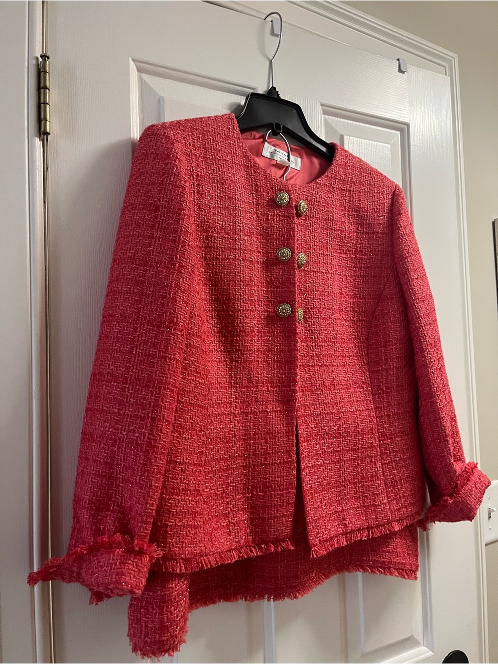 Womens Coral Tweed Suit
